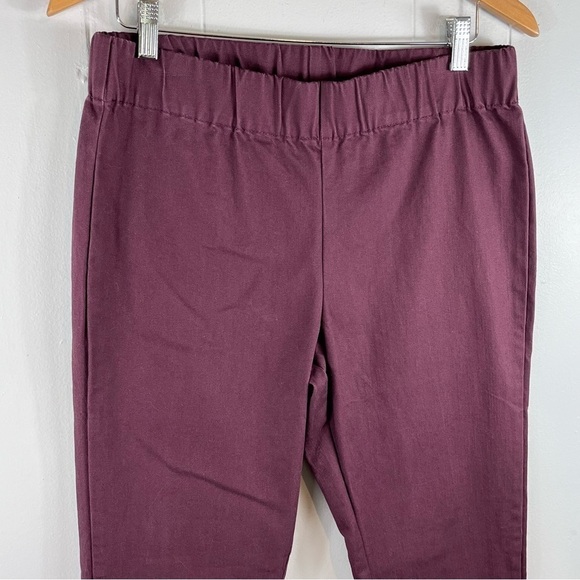 Soft Surroundings Metro Leggings Pull On Pants Burgundy Twill Snap Cuffs - Picture 2 of 13